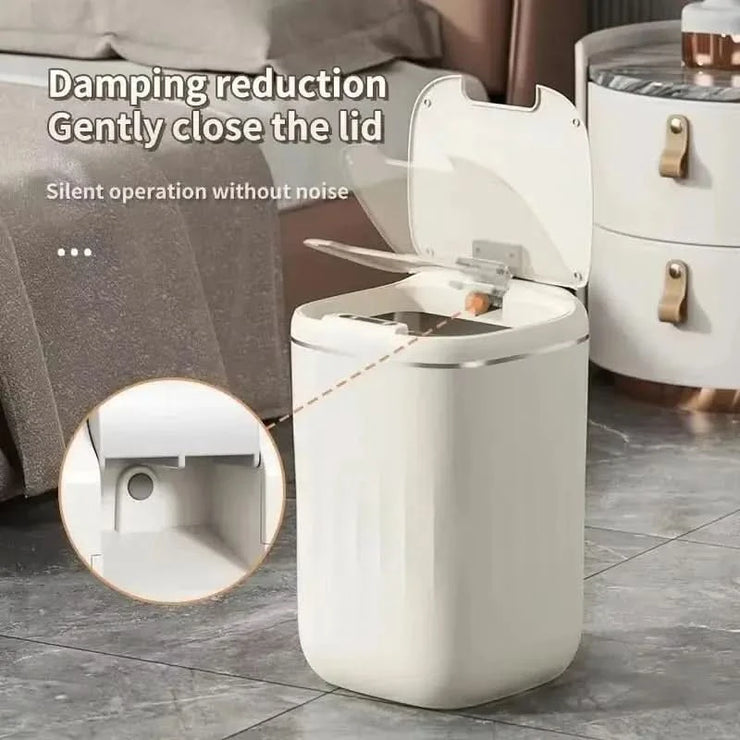 Smart Bathroom Trash Can Automatic Bagging Electronic Trash Can White Touchless Narrow Smart Sensor Garbage Bin Smart Home 15L