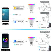 1-4Pcs GU10 Light Bulb Downlight Homekit Smart WiFi RGBCW LED Bulb Lamp Spotlight work with Siri Cozylife Alexa Google Home