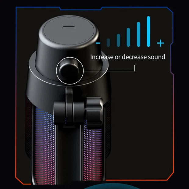 M8 USB Gaming Microphone Computer Mic Kit RGB Lighting with Tripod Cardioid Mode Pick-up One Key to Mute and Gain Knob for Live