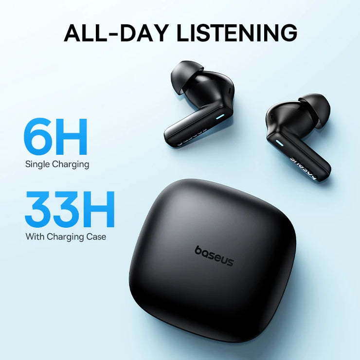 Baseus Bowie E19 Wireless Earphones Bluetooth 5.3 Big Bass 12mm Drivers IPX5 Waterproof Earbuds 33Hrs Battery Life Headphones