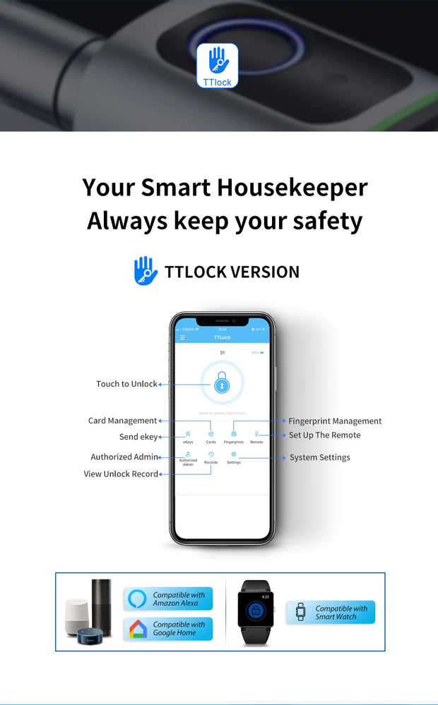 RAYKUBE S1 Tuya BLE TT Lock Smart Electronic Door Lock with DIY Cylinder Core Fingerprint APP Keys IC Card Unlock for Home Hotel