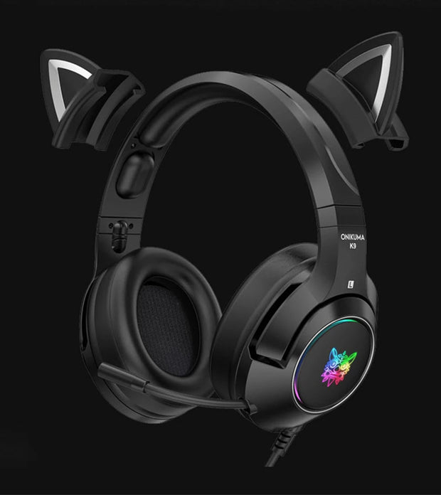 ONIKUMA K9 Wired Headphones with RGB Light Flexible HD Mic Gaming Headset Gamer 7.1 Surround Computer Earphones for PC Gamer