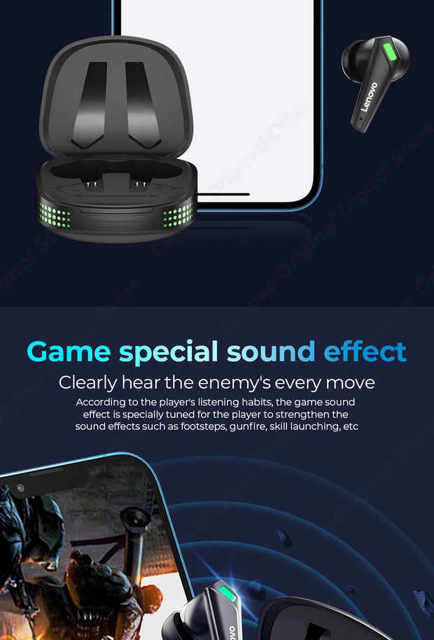 Lenovo XT85 Wireless Headphones In Ear Gamer Headsets Noise Isolating Noise Cancellation Bluetooth Earphones Built-in Mic