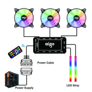 Aigo AR12 120mm pc computer Case Fan RGB Heatsink aura sync sata port 12cm Cooler argb Silent controller fan cooling ventilador - NR SMARTHUB