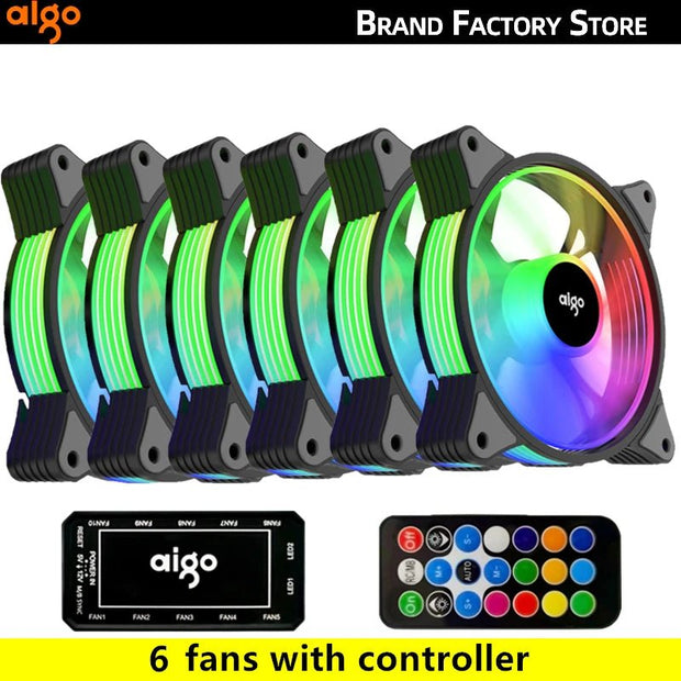 Aigo AR12 120mm pc computer Case Fan RGB Heatsink aura sync sata port 12cm Cooler argb Silent controller fan cooling ventilador - NR SMARTHUB