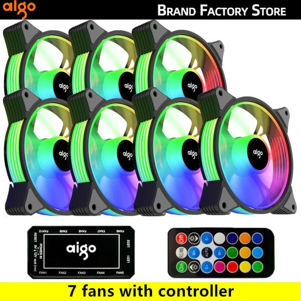 Aigo AR12 120mm pc computer Case Fan RGB Heatsink aura sync sata port 12cm Cooler argb Silent controller fan cooling ventilador - NR SMARTHUB