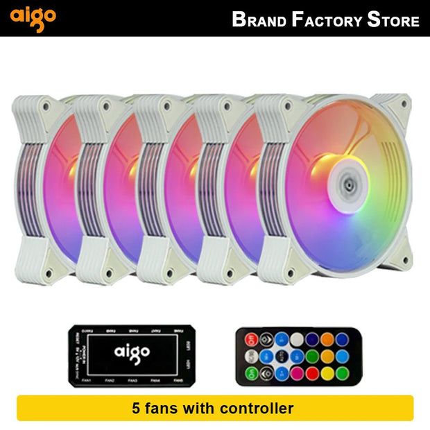 Aigo AR12 120mm pc computer Case Fan RGB Heatsink aura sync sata port 12cm Cooler argb Silent controller fan cooling ventilador - NR SMARTHUB