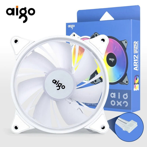 Aigo AR12 120mm pc computer Case Fan RGB Heatsink aura sync sata port 12cm Cooler argb Silent controller fan cooling ventilador - NR SMARTHUB