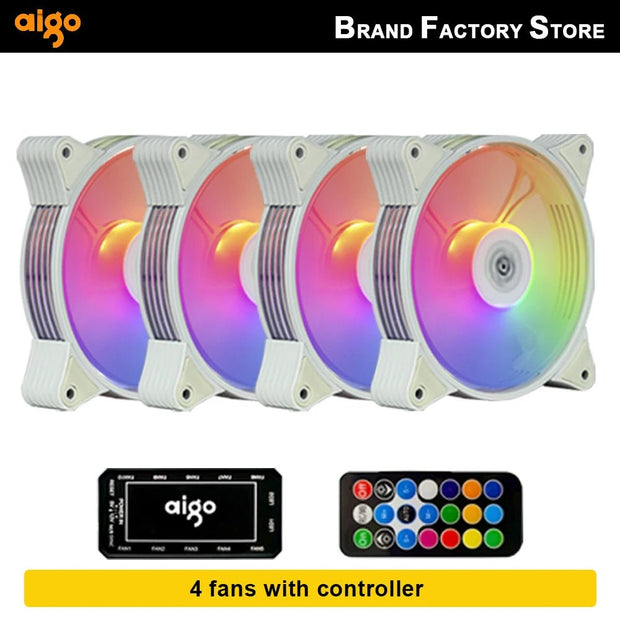 Aigo AR12 120mm pc computer Case Fan RGB Heatsink aura sync sata port 12cm Cooler argb Silent controller fan cooling ventilador - NR SMARTHUB