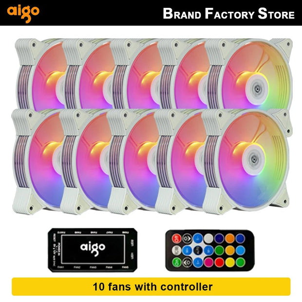 Aigo AR12 120mm pc computer Case Fan RGB Heatsink aura sync sata port 12cm Cooler argb Silent controller fan cooling ventilador - NR SMARTHUB