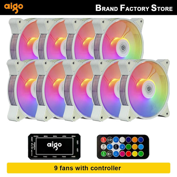 Aigo AR12 120mm pc computer Case Fan RGB Heatsink aura sync sata port 12cm Cooler argb Silent controller fan cooling ventilador - NR SMARTHUB