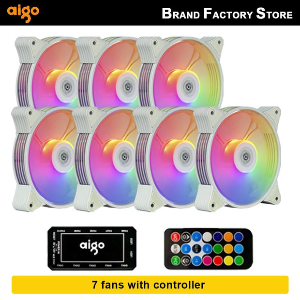 Aigo AR12 120mm pc computer Case Fan RGB Heatsink aura sync sata port 12cm Cooler argb Silent controller fan cooling ventilador - NR SMARTHUB