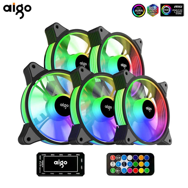 Aigo AR12 120mm pc computer Case Fan RGB Heatsink aura sync sata port 12cm Cooler argb Silent controller fan cooling ventilador - NR SMARTHUB