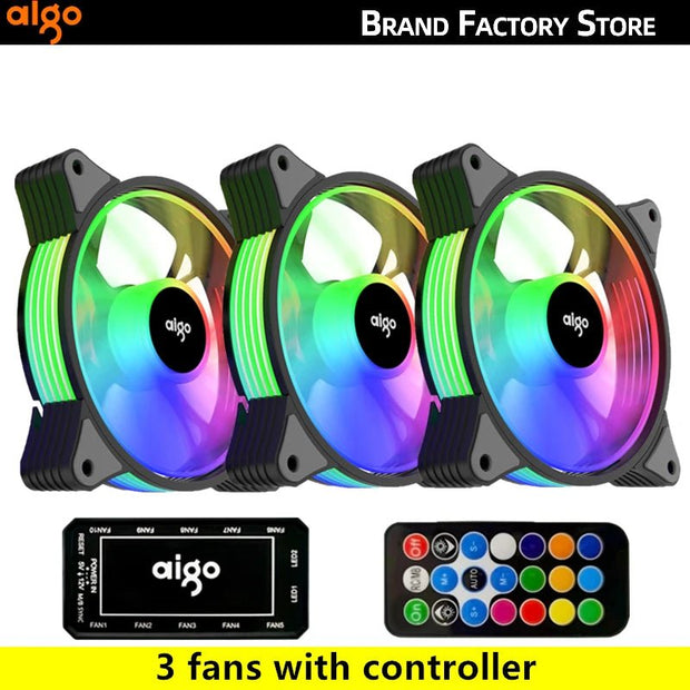 Aigo AR12 120mm pc computer Case Fan RGB Heatsink aura sync sata port 12cm Cooler argb Silent controller fan cooling ventilador - NR SMARTHUB