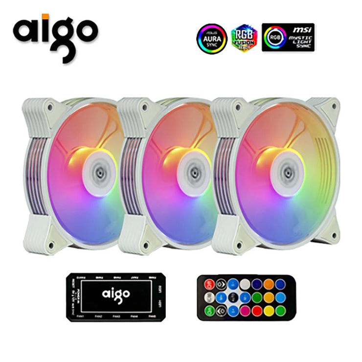 Aigo AR12 120mm pc computer Case Fan RGB Heatsink aura sync sata port 12cm Cooler argb Silent controller fan cooling ventilador - NR SMARTHUB