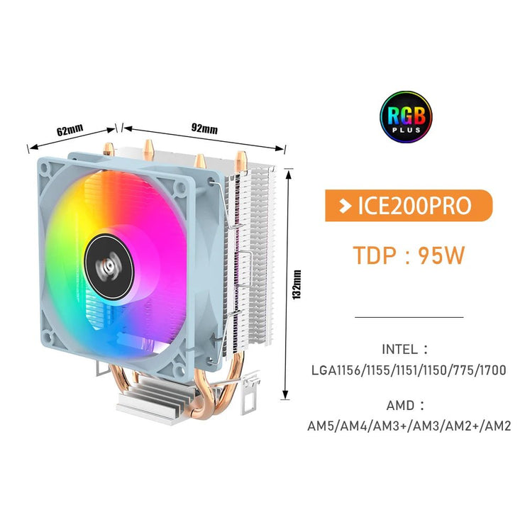 Aigo CPU Cooler 2 4 Heat Pipes PC Radiator Cooling 3PIN PWM Silent Rgb Fan For Intel 1700 1150 1155 1156 1366 AM2/AM3/AM4 AMD - NR SMARTHUB