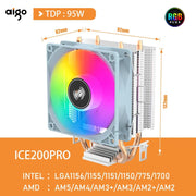 Aigo CPU Cooler 2 4 Heat Pipes PC Radiator Cooling 3PIN PWM Silent Rgb Fan For Intel 1700 1150 1155 1156 1366 AM2/AM3/AM4 AMD - NR SMARTHUB