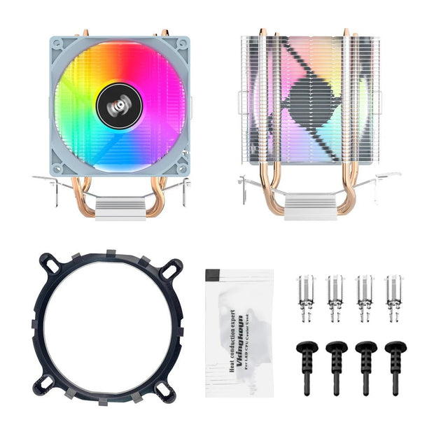 Aigo CPU Cooler 2 4 Heat Pipes PC Radiator Cooling 3PIN PWM Silent Rgb Fan For Intel 1700 1150 1155 1156 1366 AM2/AM3/AM4 AMD - NR SMARTHUB