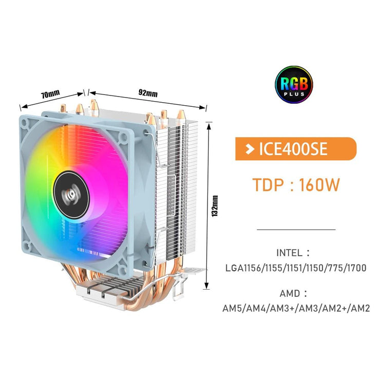 Aigo CPU Cooler 2 4 Heat Pipes PC Radiator Cooling 3PIN PWM Silent Rgb Fan For Intel 1700 1150 1155 1156 1366 AM2/AM3/AM4 AMD - NR SMARTHUB