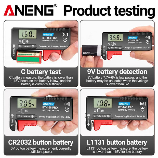 ANENG BT - 168 PRO Digital Lithium Battery Capacity Tester Checkered load analyzer Display Check AAA AA Button Cell Universal test - NR SMARTHUB