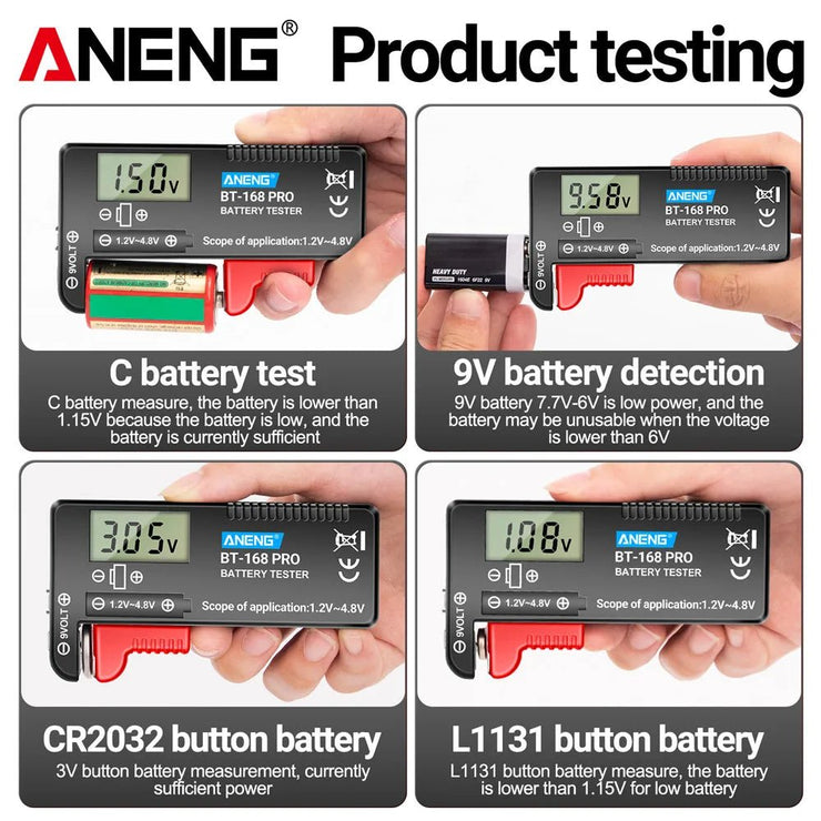 ANENG BT - 168 PRO Digital Lithium Battery Capacity Tester Checkered load analyzer Display Check AAA AA Button Cell Universal test - NR SMARTHUB