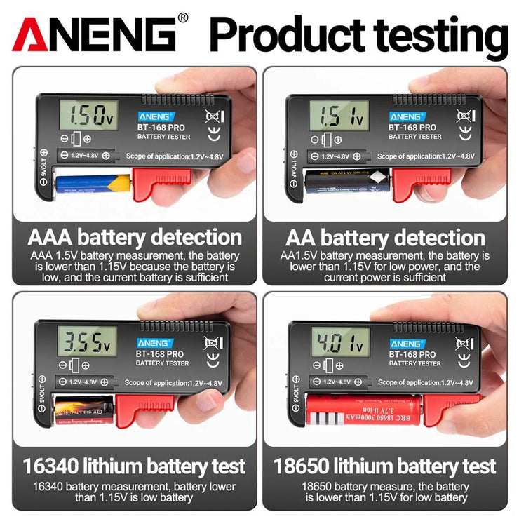 ANENG BT - 168 PRO Digital Lithium Battery Capacity Tester Checkered load analyzer Display Check AAA AA Button Cell Universal test - NR SMARTHUB