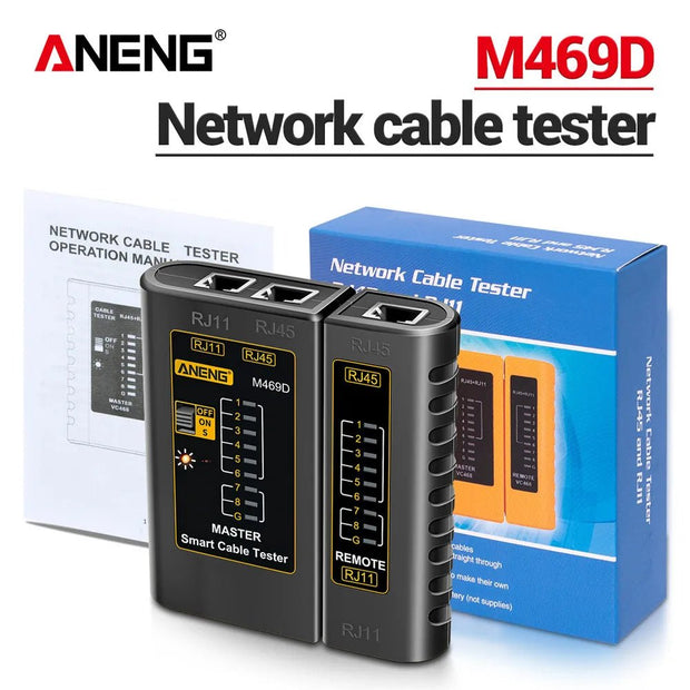 ANENG M469D Cable lan tester Network Cable Tester RJ45 RJ11 RJ12 CAT5 UTP LAN Cable Tester Networking Tool Network Repair - NR SMARTHUB