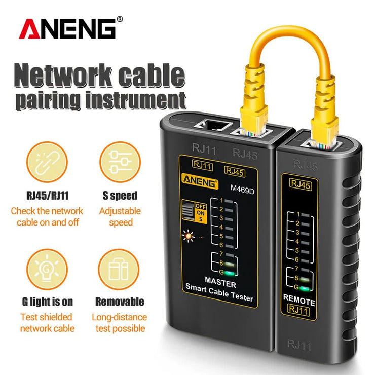 ANENG M469D Cable lan tester Network Cable Tester RJ45 RJ11 RJ12 CAT5 UTP LAN Cable Tester Networking Tool Network Repair - NR SMARTHUB