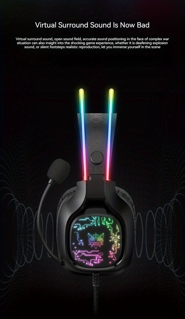 ONIKUMA X22 Gaming Headset RGB Dynamic Lighting Wired Over-Ear Headphones With Noise-Canceling Mic For PC PS4 Xbox PS5