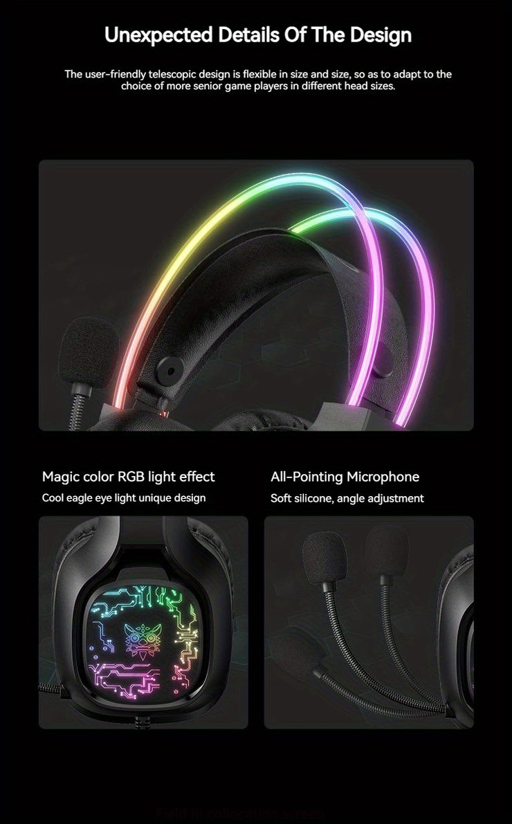 ONIKUMA X22 Gaming Headset RGB Dynamic Lighting Wired Over-Ear Headphones With Noise-Canceling Mic For PC PS4 Xbox PS5