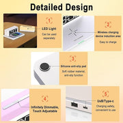 Digital LED Alarm Clock For Bedrooms  Fast Wireless Charger Station For Phone Earphones Smartwatch  Detachable Portable Colorful Big Night Light   USB Charging Port  12 24H  White